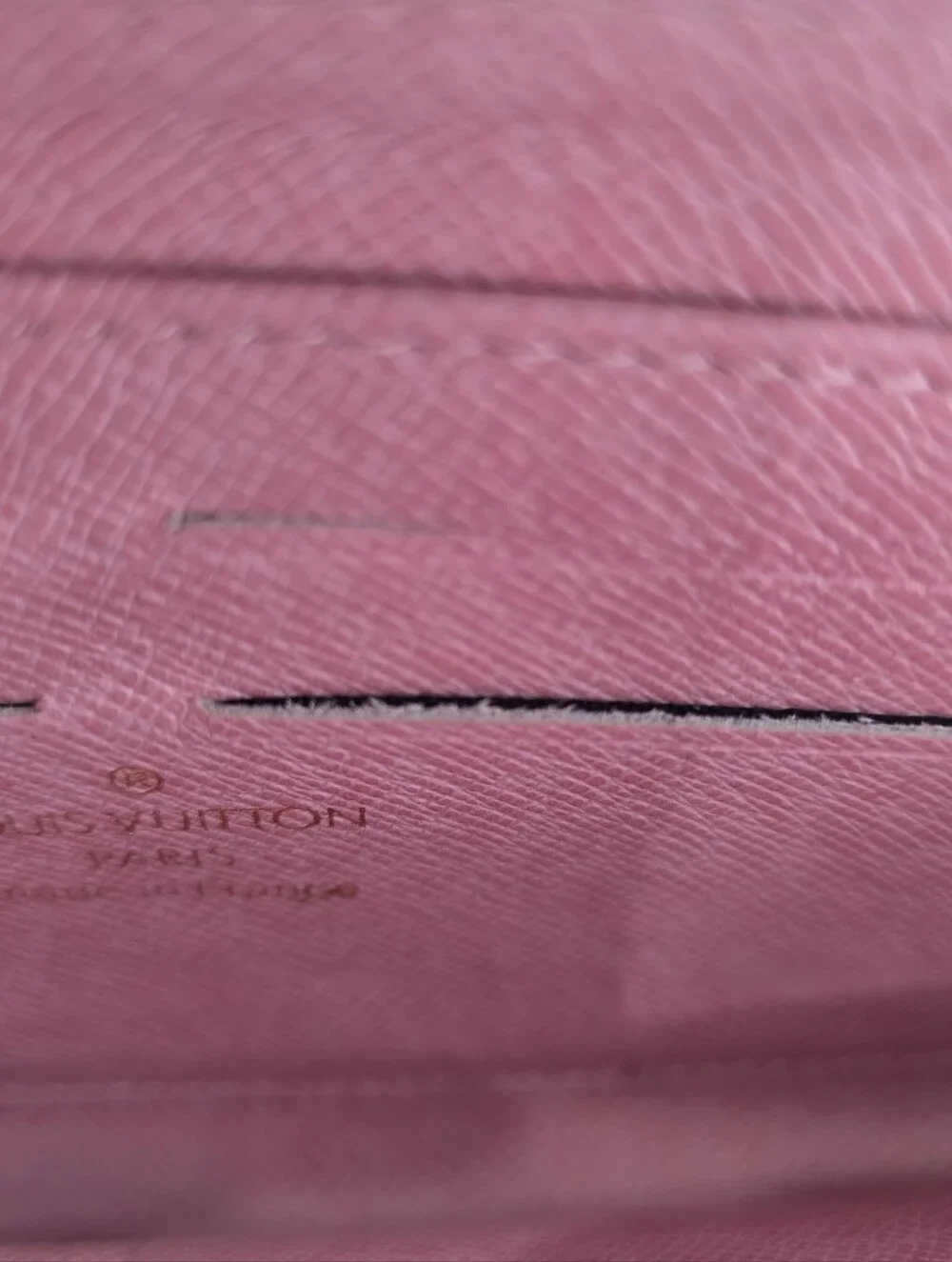Louis Vuitton Damier Azur Zippy Long Wallet Pink Interior